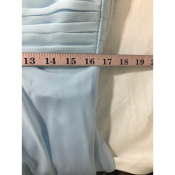 BRIDESMAID  SZ 12 L Blue Handkerchief Vneck Lace up party Maxi Dress NEW B82 - Picture 6 of 8